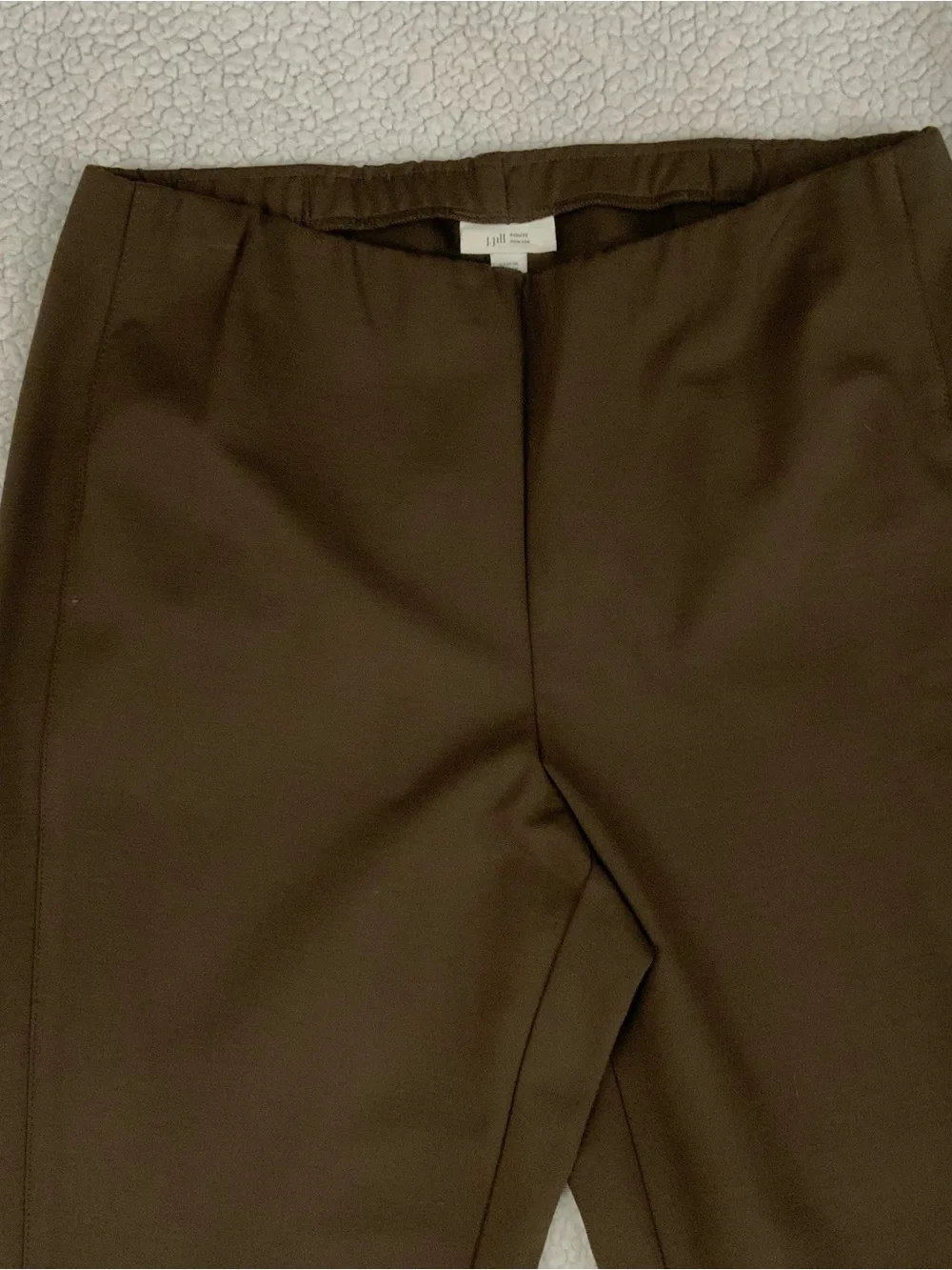 J. Jill Ponte Slim Leg Elastic Waist Pull On Pants Brown Size M Stretch New